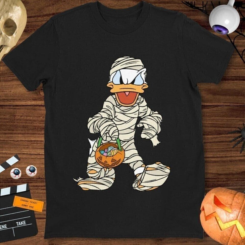 Donald Duck Mummy With Pumpkin Basket Halloween Costume Unisex Tee